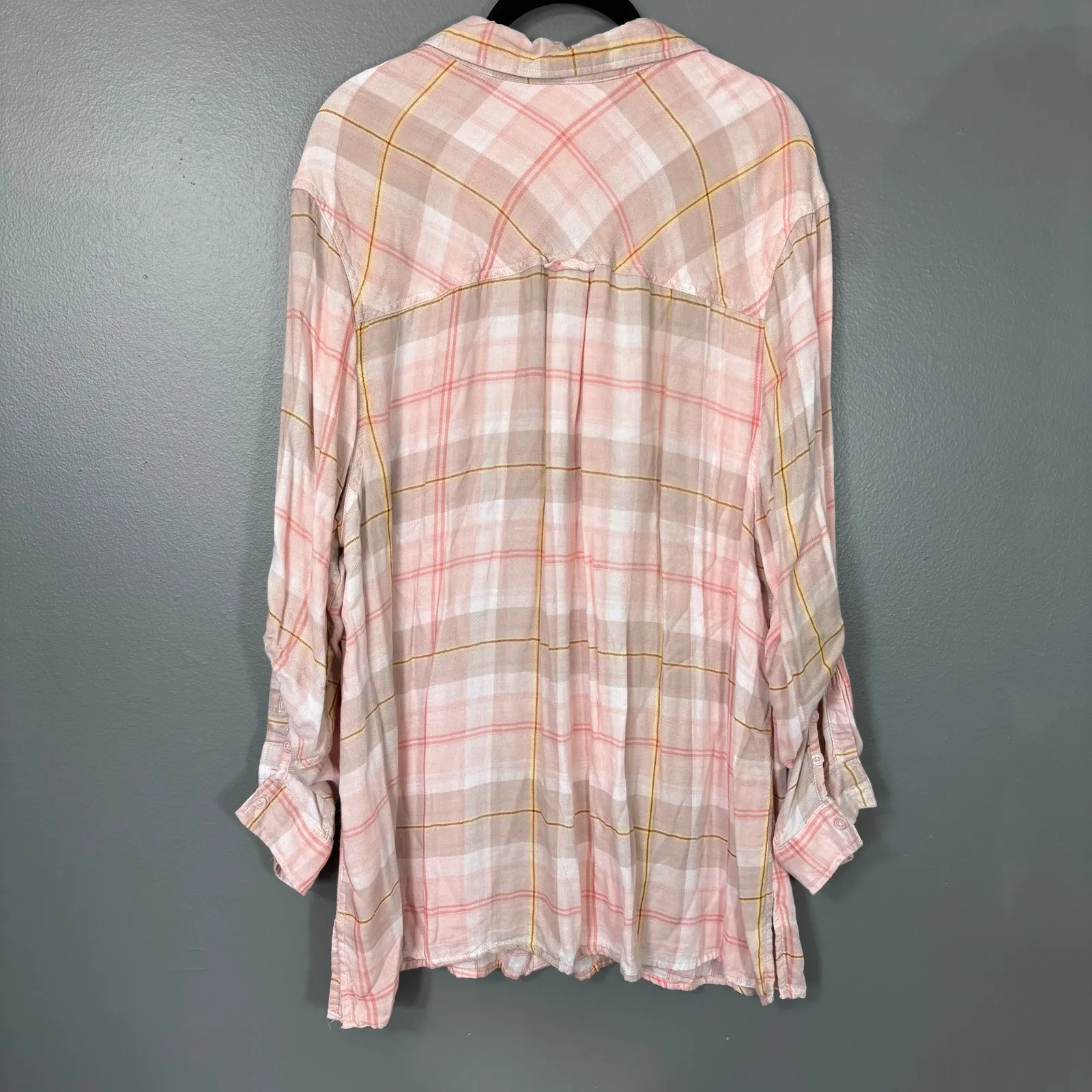 Catherines Pink Plaid Button Up Shirt - Size 2X (22/24W) - Women's Plus Size Top - Image 5