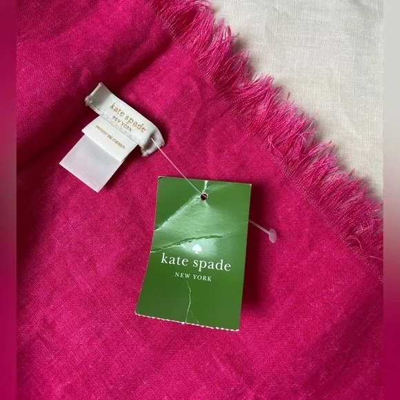Kate‎ Spade linen scarf hot pink and white - Image 4