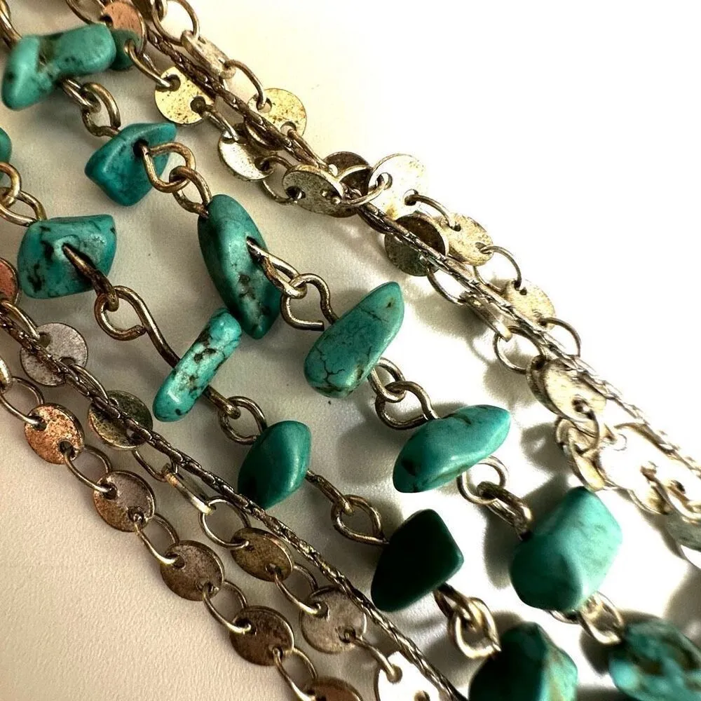 Silver tone blue beaded long multi strand necklace’s - Image 4
