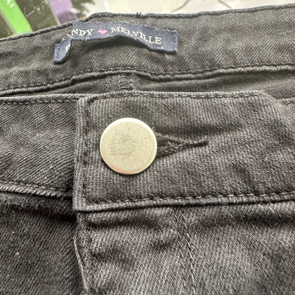 Brandy Melville Cut Off Frayed Hem Denim Jean Shorts in Black - Image 5