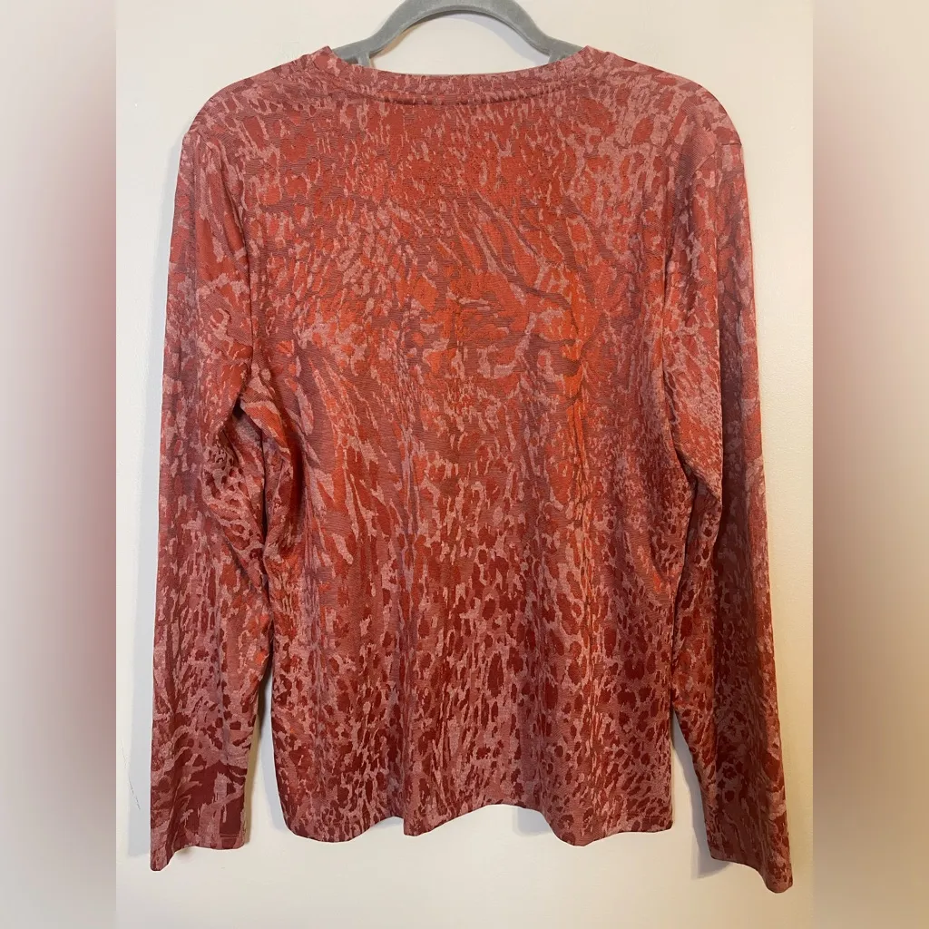 Simply Vera Vera Wang Rust Patterned Long Sleeve Top - Image 4
