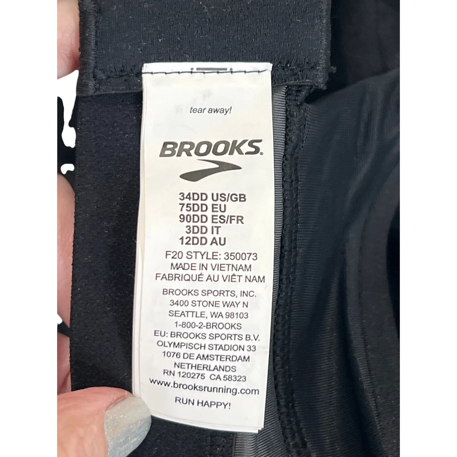 Brooks Dare Racerback DriLayer Wireless Sports Bra 350073 Size 34DD High Impact - Image 4