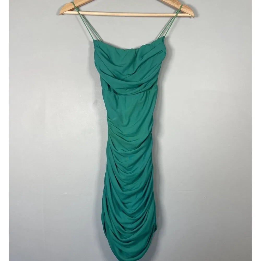 Princess Polly Singing In The Rain Green Mini Dress Size US 8 Bodycon Party Date - Image 4