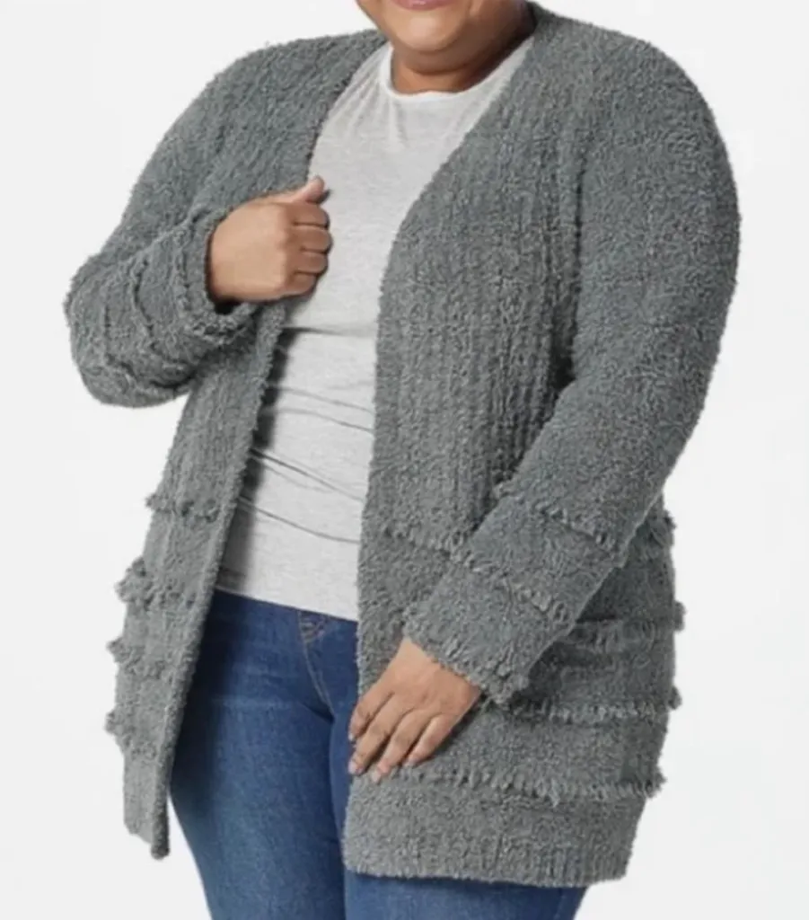 Barefoot Dreams CozyChic Knit Open Front Cardigan Women’s Size Small Gray - Image 1