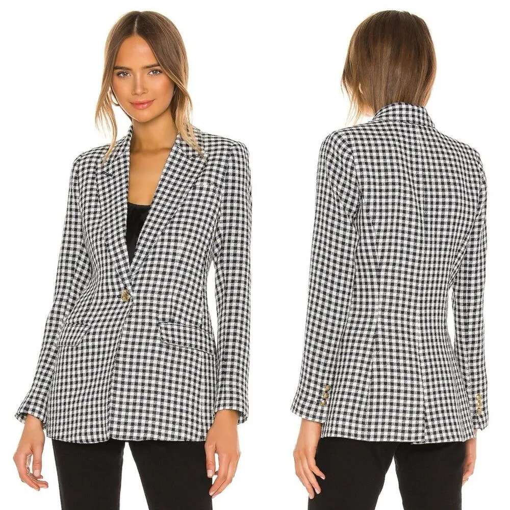 Smythe Tailored Blazer in Navy Check Size 2 NWT White - Image 3
