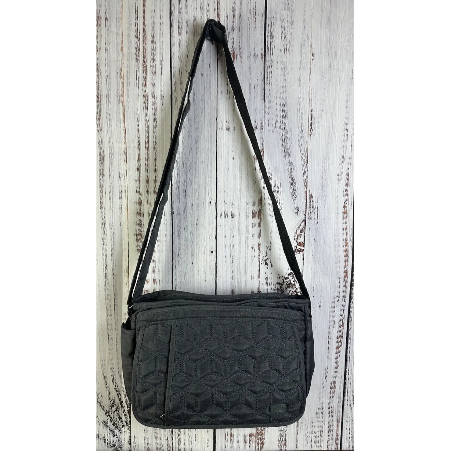 Lug Wings Gray Purse Crossbody Travel Bag Water Bottle Pockets Adjustable Strap - Image 3