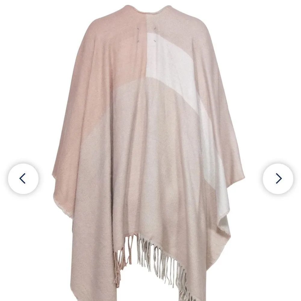 Soia & Kyo - Light Pink & Cream Colorblocked Open Poncho w/ Scarf Hem OS - Image 3