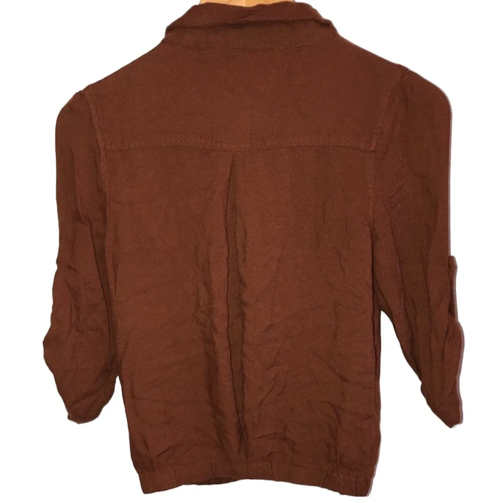American Rag Brown 3/4 Sleeve Zip-Up Jacket - Image 2