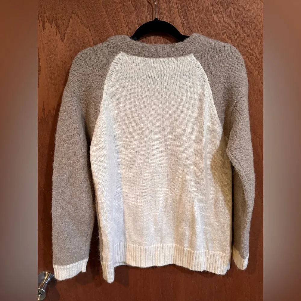 Soft Surroundings Wool/Alpaca Blend Tan/White Sweater Size M/L‎ - Image 3