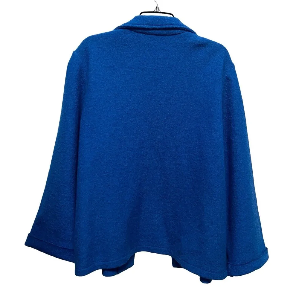 Chico’s 100% Wool Cardigan Sweater Women Sz 3 Blue Open Front Career Work Office - Image 4