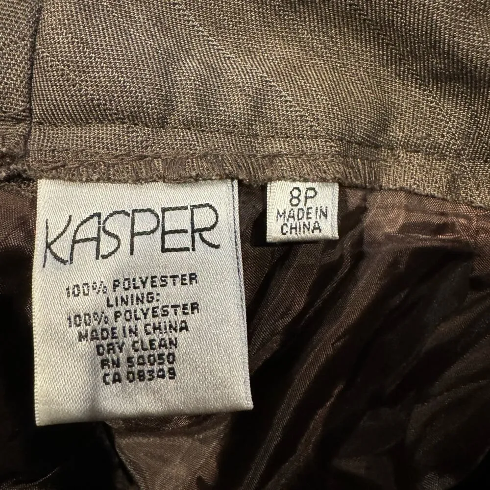 Kasper Women's Size 8P Petite Suit Buttoned Flap Pocket Blazer & Pant Brown - Image 7