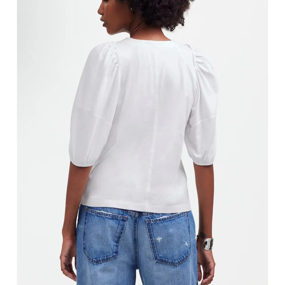 Madewell Puff Sleeve Tee Women S White Casual Elevated Basic Minimalist - Image 2