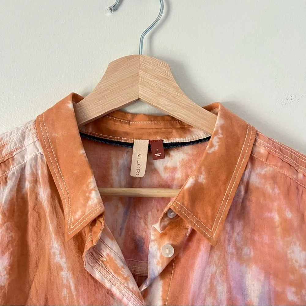 Anthropologie Pilcro Tie Dye Buttondown Shirt Orange Long Sleeve Size Small - Image 5