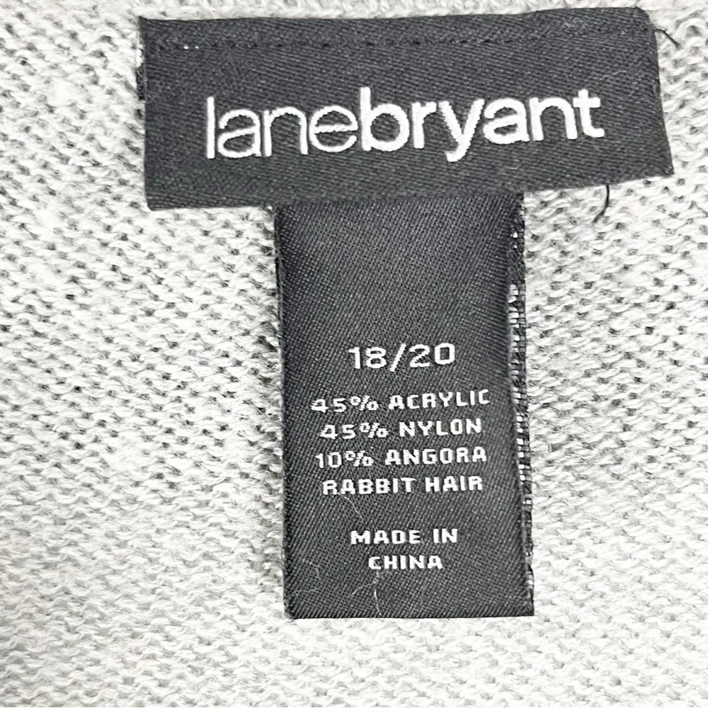 LANE BRYANT Gray Angora Rabbit Hair Blend Ruffle Trim Long Sleeve Sweater 18/20 - Image 3