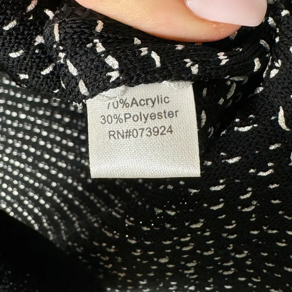 MING‎ WANG Black Tweed Blazer Jacket Size Medium Shoulder Pads Hook Eye Closure - Image 4