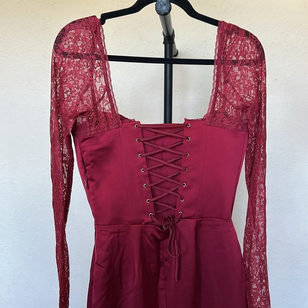 HOUSE OF CB 'Perdi' Berry Satin Maxi Dress with Corset NWOT size S A-C.‎ $329 - Image 8