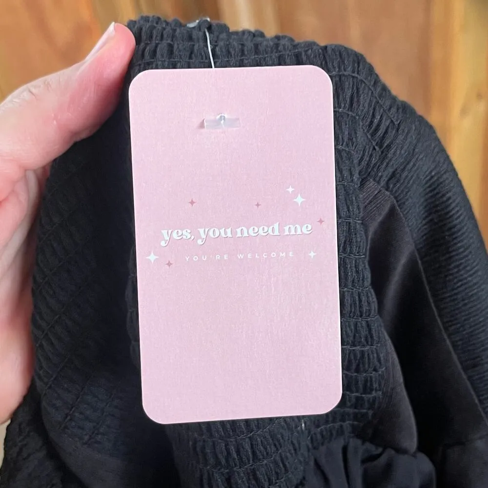 Cosette Black Puff Sleeve Smocked Back Mini Dress Size S. NEW - Image 8