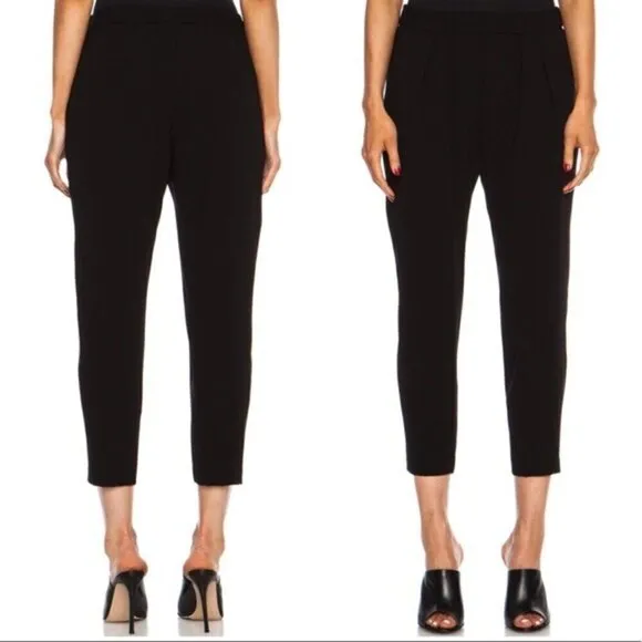 Nili Lotan Cropped Slouchy Pants Black Women’s Size 0 Elastic Waist Pleated - Image 2