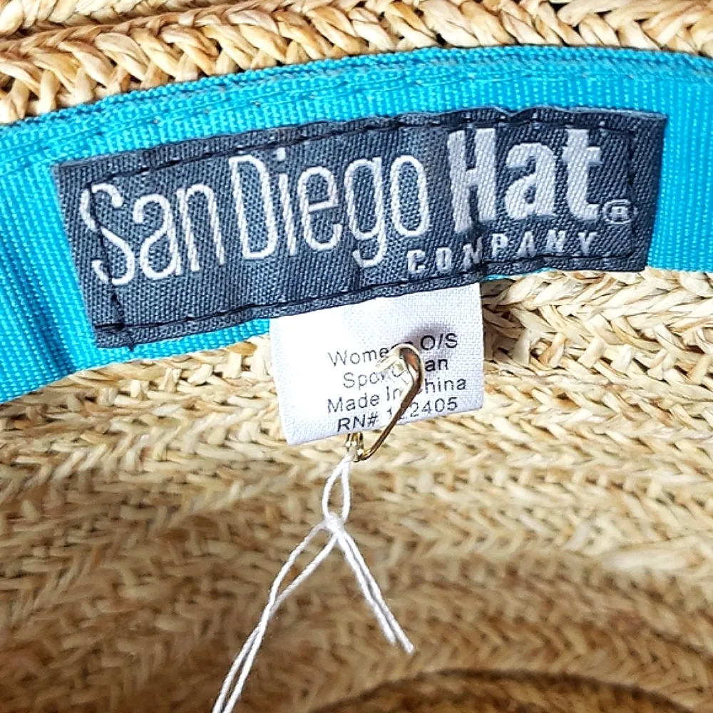 San Diego Hat company beaded, 90% paper wide brim beaded wooden parrots Blue - Image 8