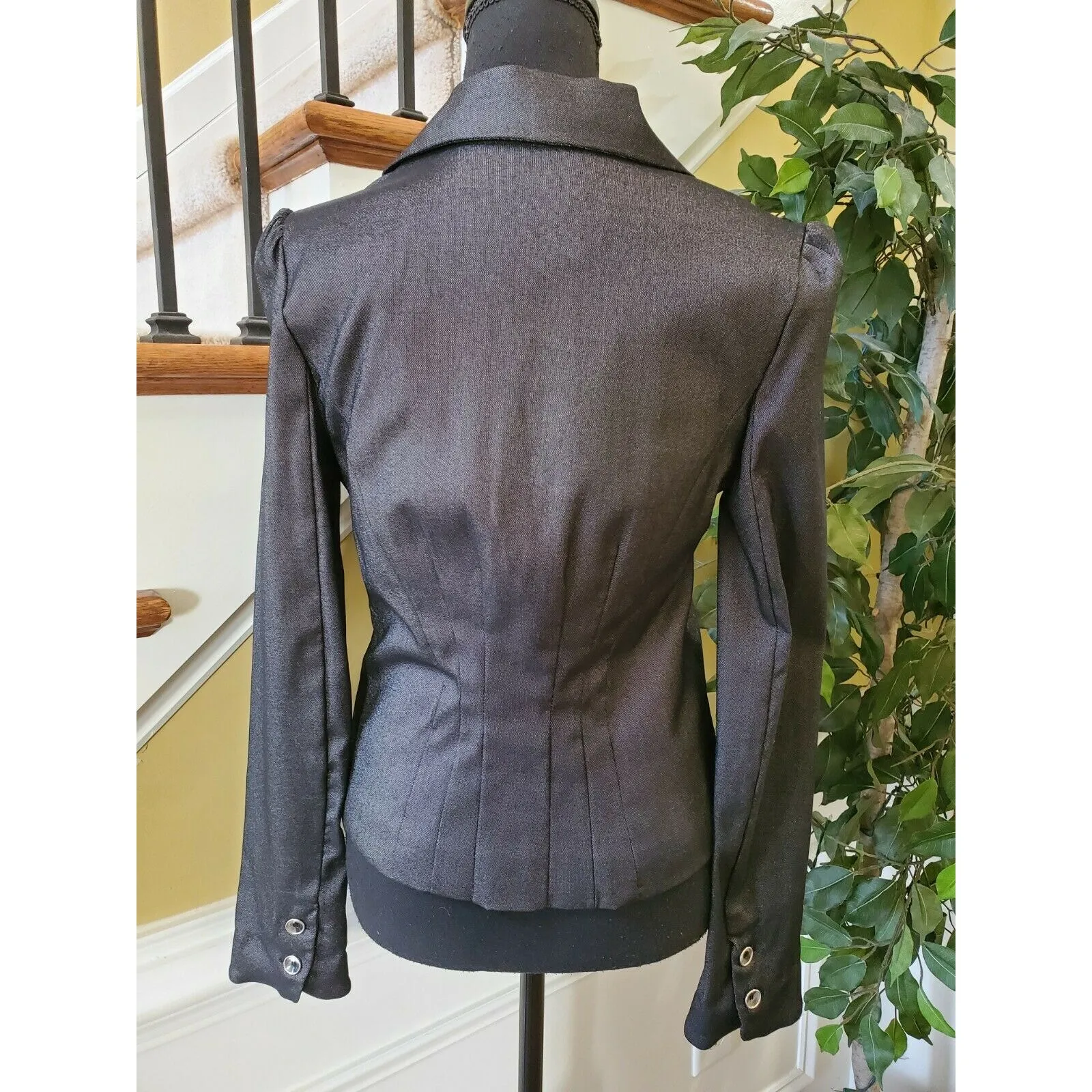 Zinc Womens Gray and Black Blazer Jacket Wear to Work Career Sz S - Image 5