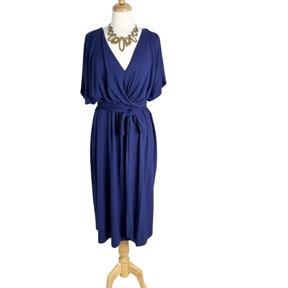 NWT Universal Standard Plus Knit Dress Popover Wrap Tie Front Navy Size L 3X - Image 15