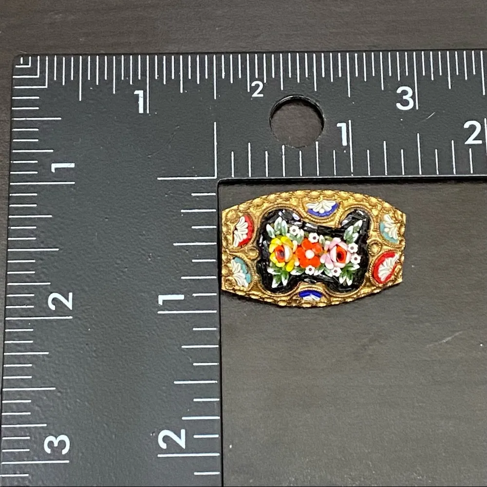 Vintage Italian Micro Mosaic Flower Brooch Made in Italy - Image 7