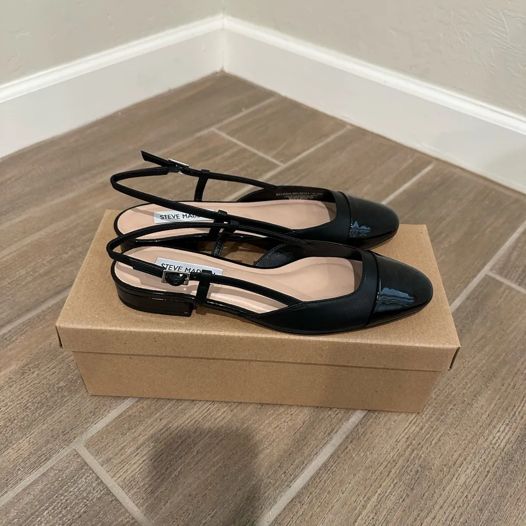 Steve Madden BELINDA FLAT BLACK LEATHER, size 6.5 - Image 4