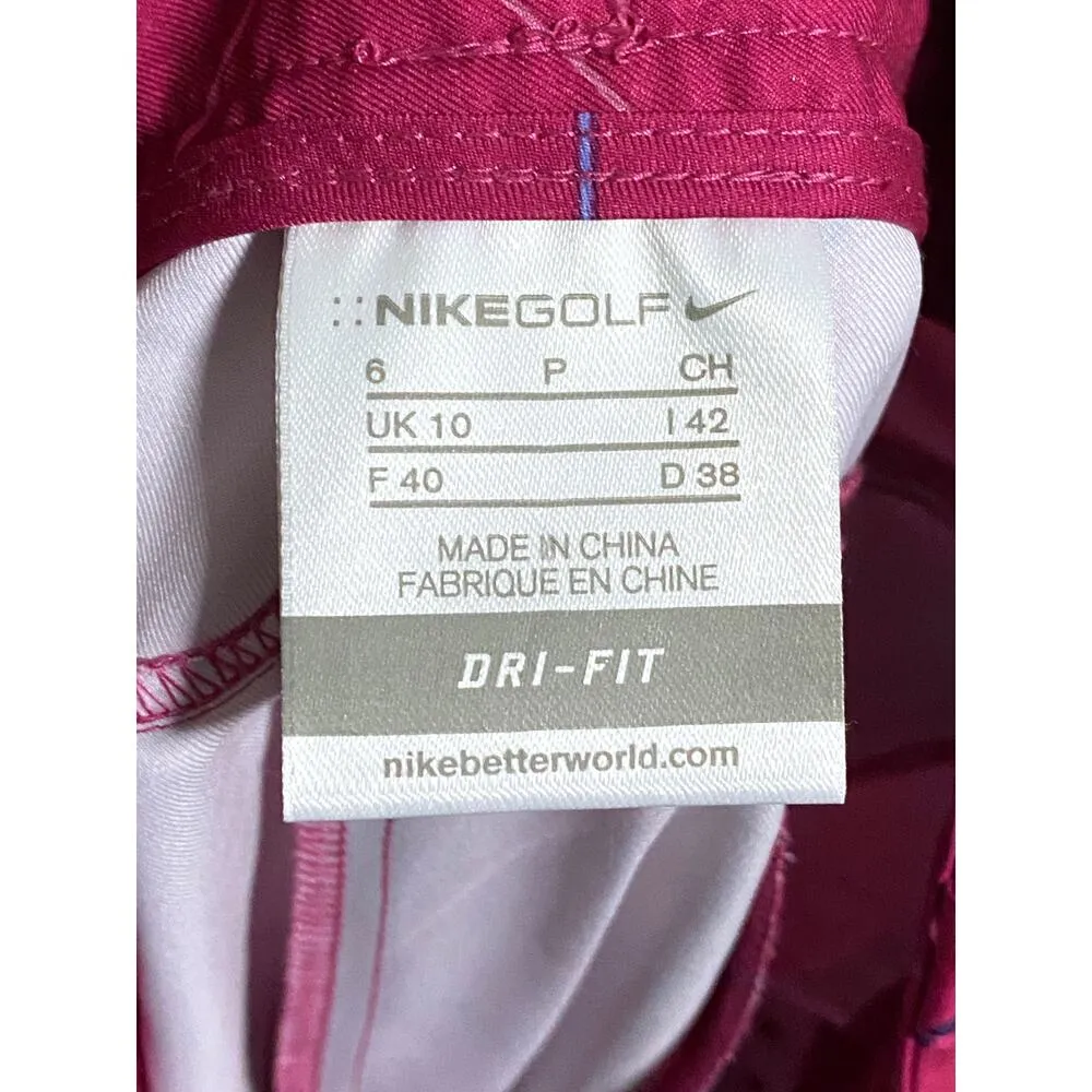 Nike Golf Dri Fit Hot Pink Plaid Bermuda Shorts Flat Front Pockets Womens 6 - Image 5