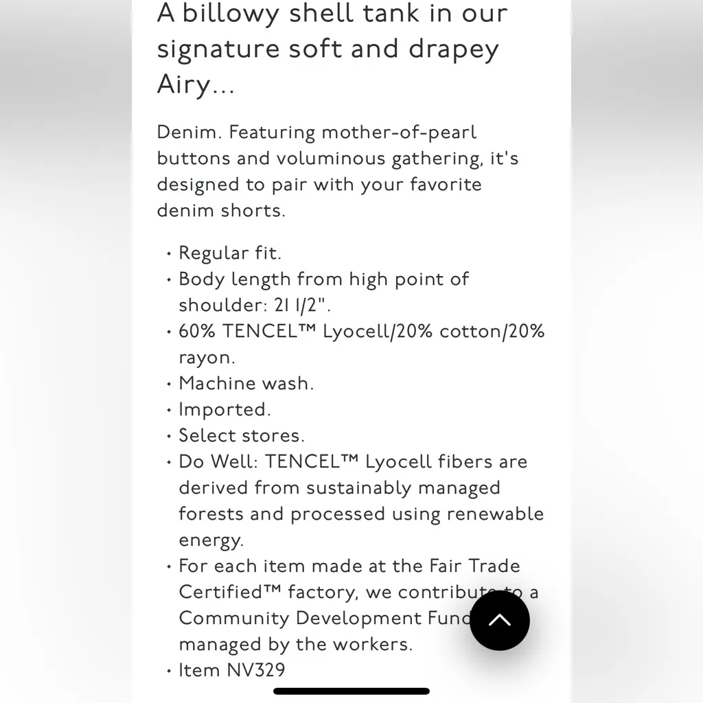 Madewell Button Front Tank Blue Ashbury Wash Airy Denim Edition XXL NWT - Image 7