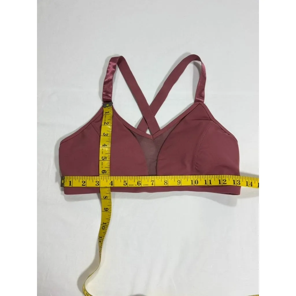 Womens Burgundy & Gray Sports Bra With Crisscross Straps Nylon Blend Stretchy Me Purple Size L - Image 4