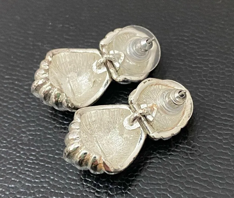 Vintage MONET Silver-tone Knot Door Knocker Earrings 16.5g - Image 8