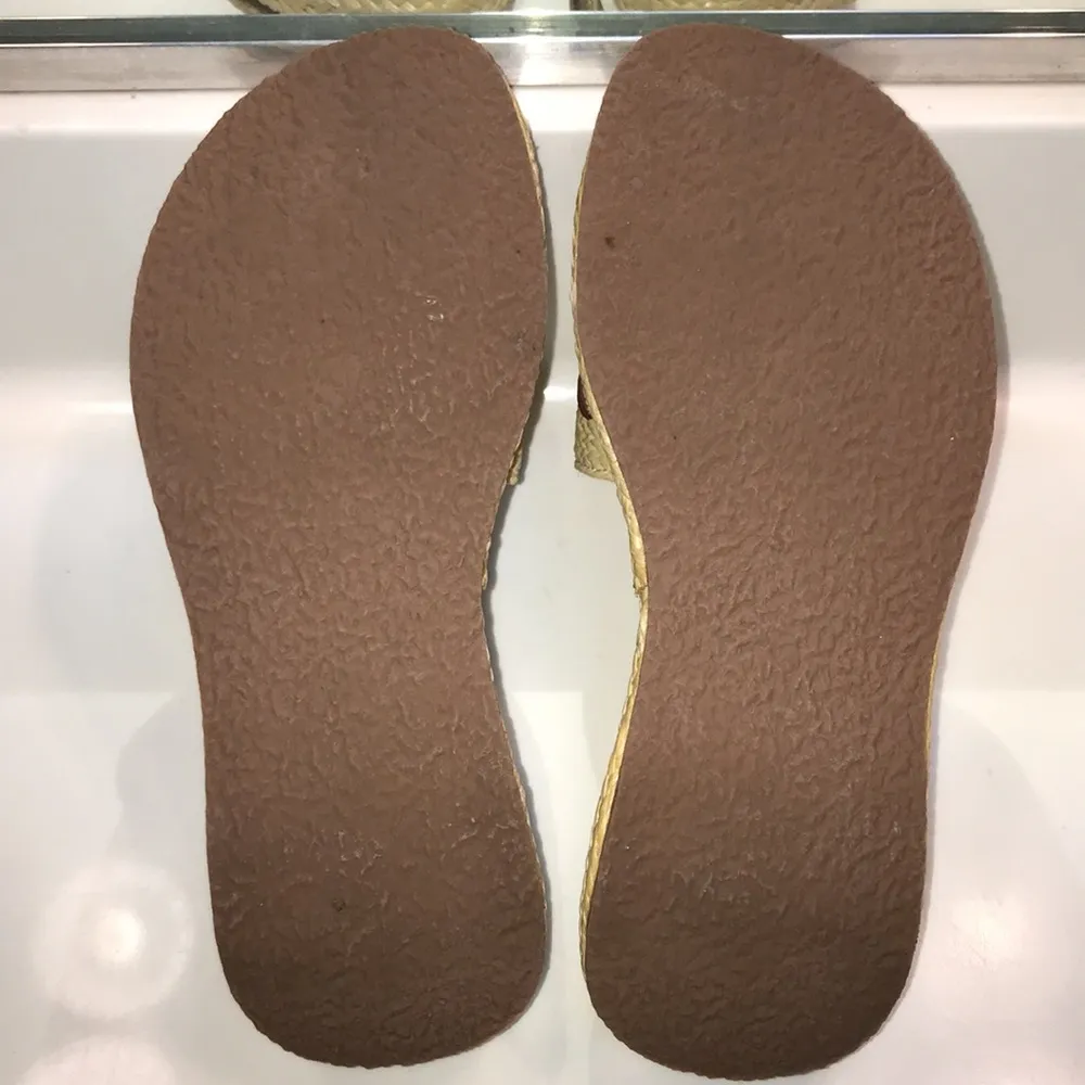 Vintage Y2K Steve Madden Woven Wicker Straw Floral Slide Wedges - Image 6