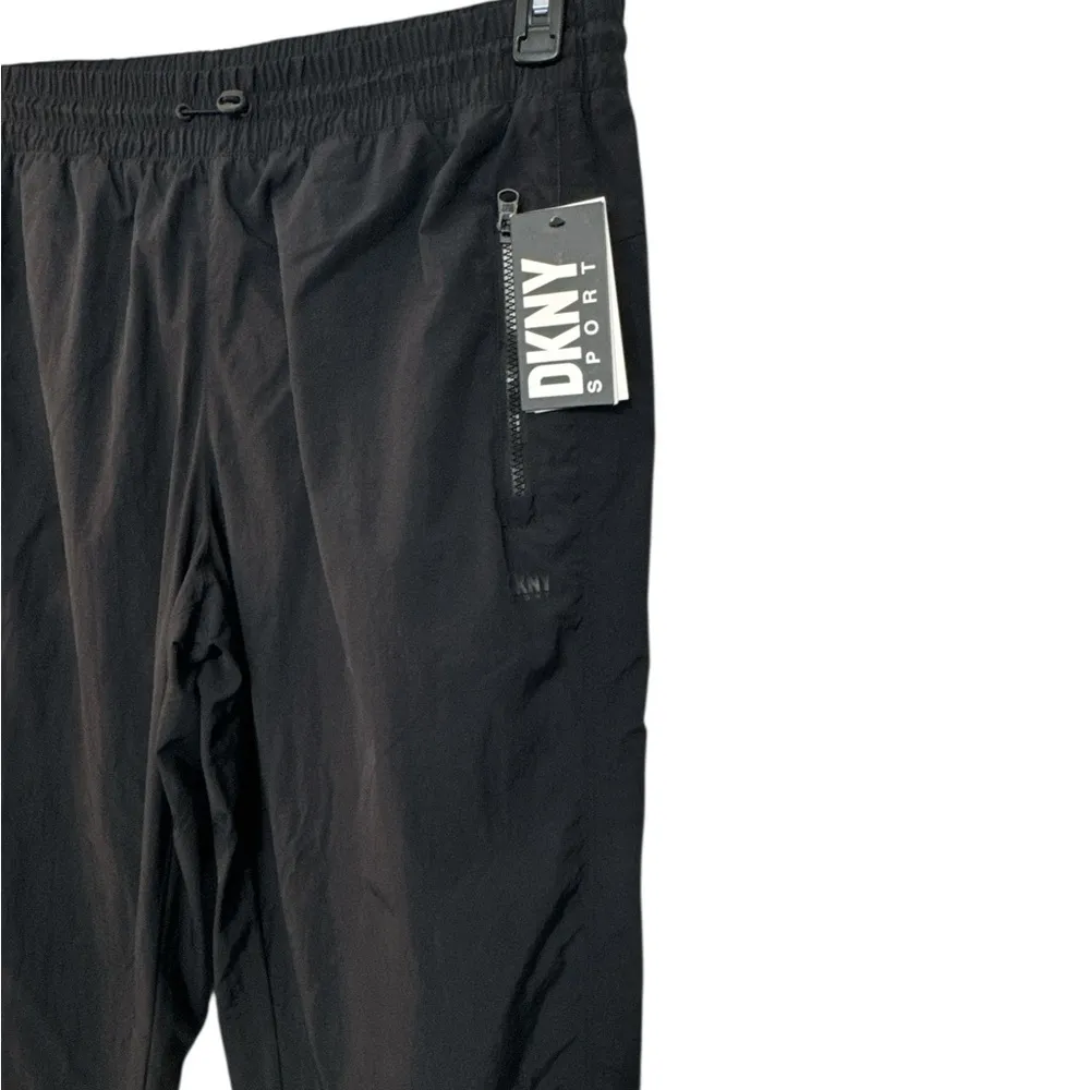 DKNY Black Track Pants with Elastic Waistband - Image 2