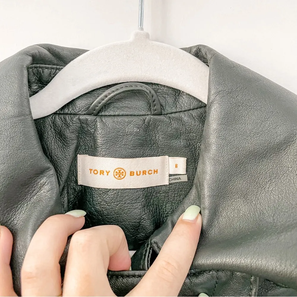 Tory Burch Harper Leather Moto Asymmetrical Jacket - Image 5