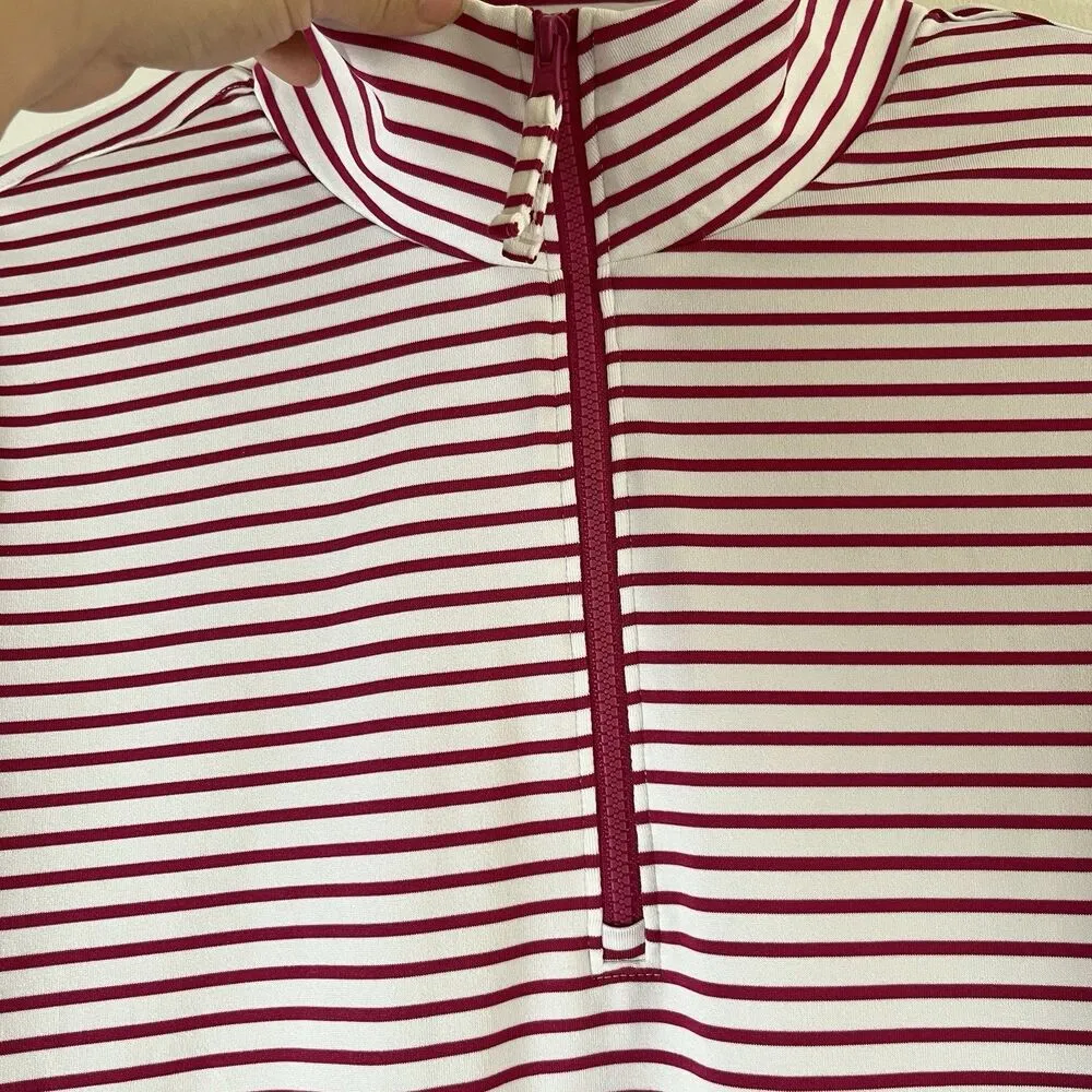 Chico’s Golf Top 1/4 Zip Sz L-2 Red White Mock Neck Pullover Sweatershirt - Image 4