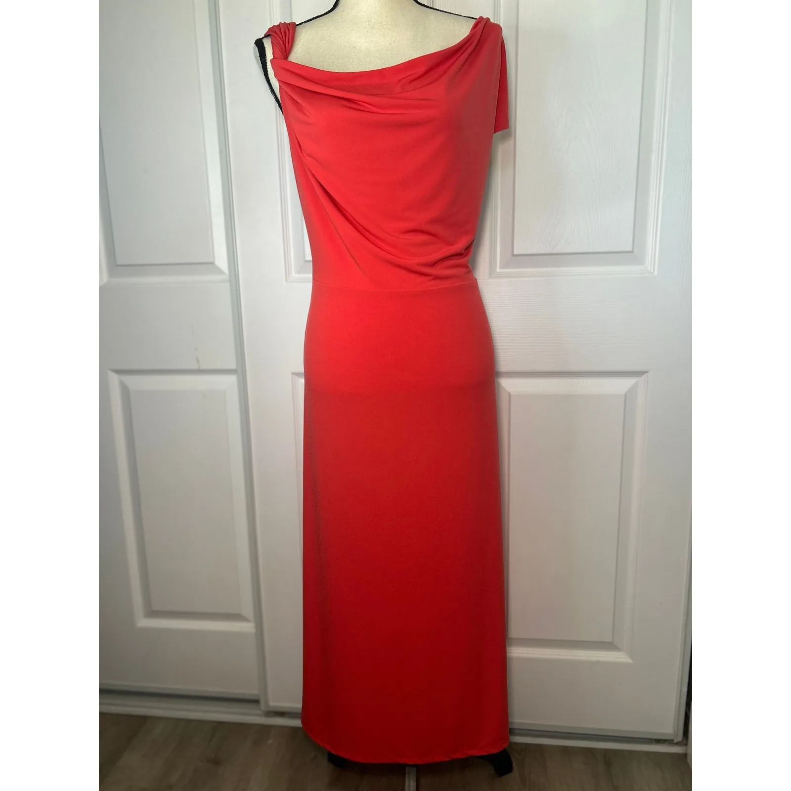 NWT The Occasion Old Navy One-Shoulder Midi Dress Bright Coral XL Cocktail Party - Image 2