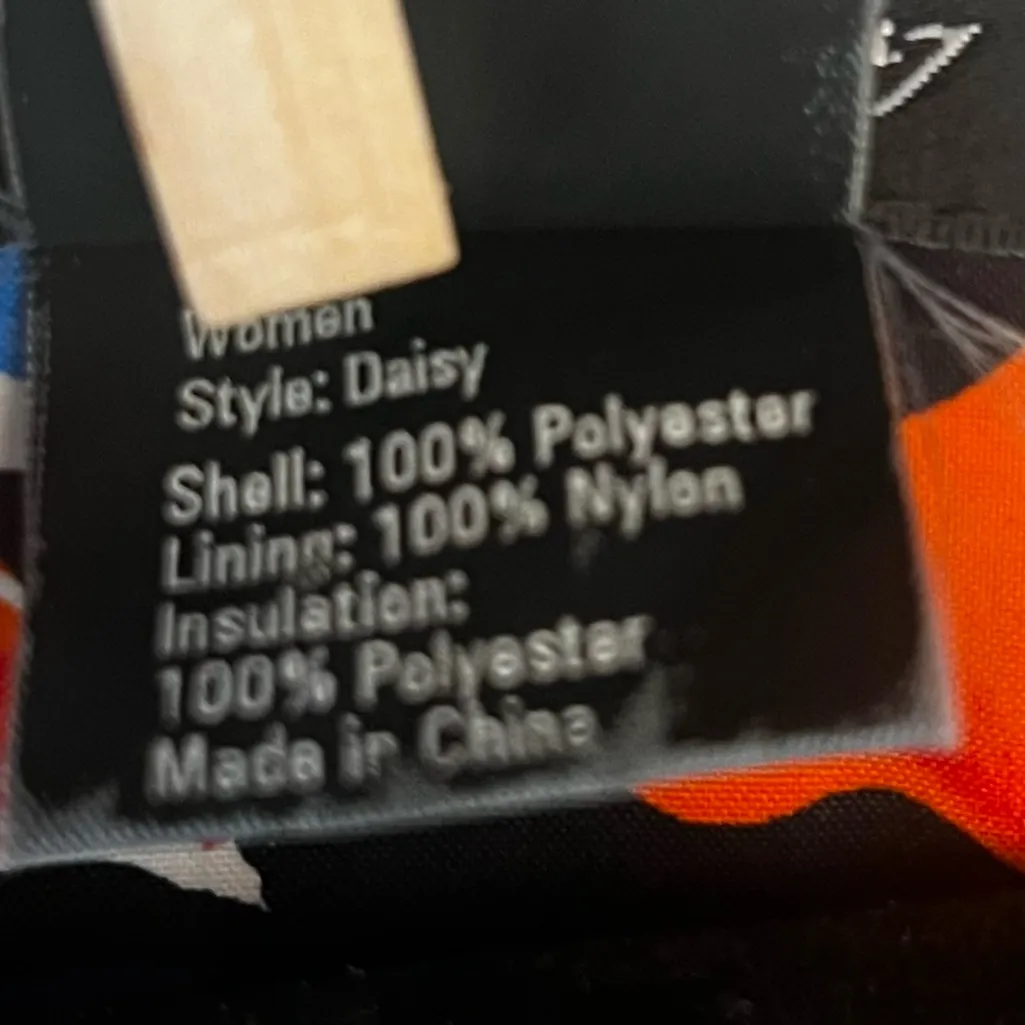 Obermeyer Bright Floral Ski Puffer Jacket Hooded Drawstring Waist Retro Size 10 - Image 10