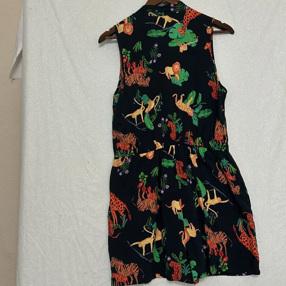 Modcloth Black Jungle Print Romper, Large - Image 3