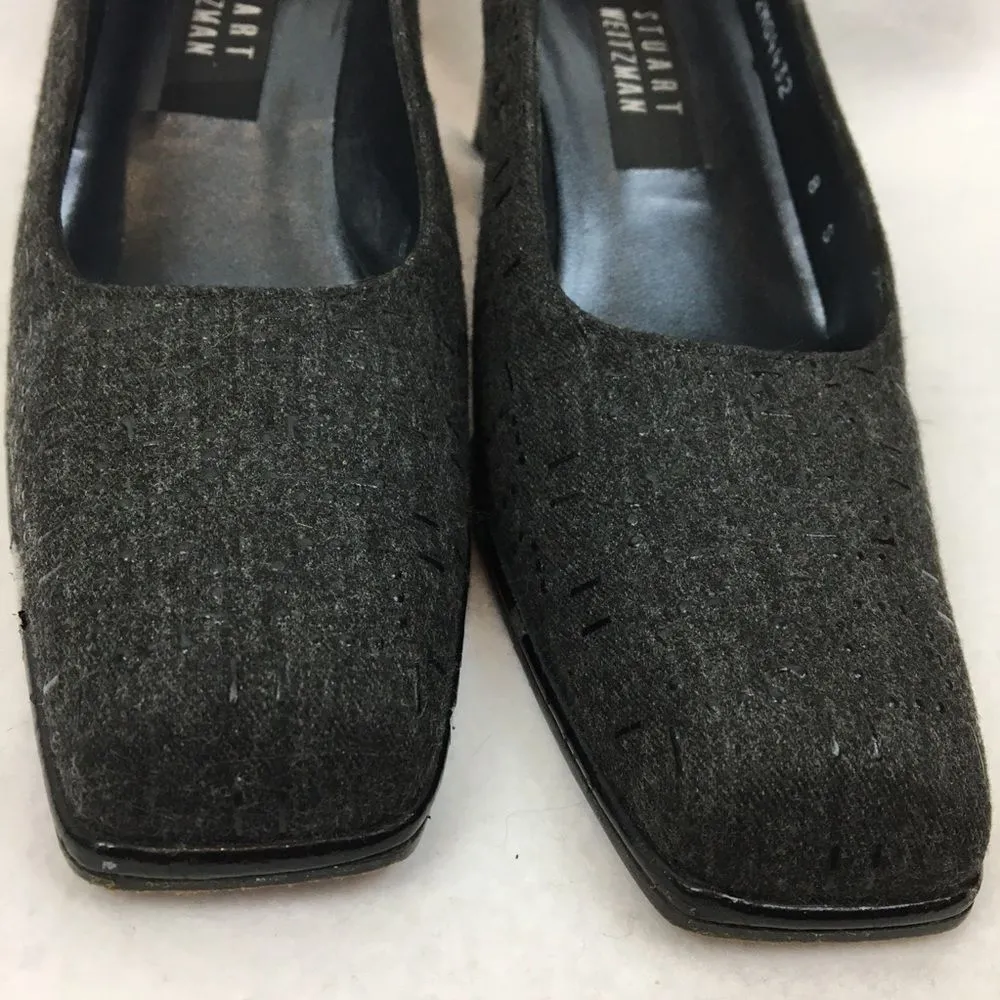 Stuart Weitzman Black Square Toe Block Heel Print Pump Shoes 8 - Image 2