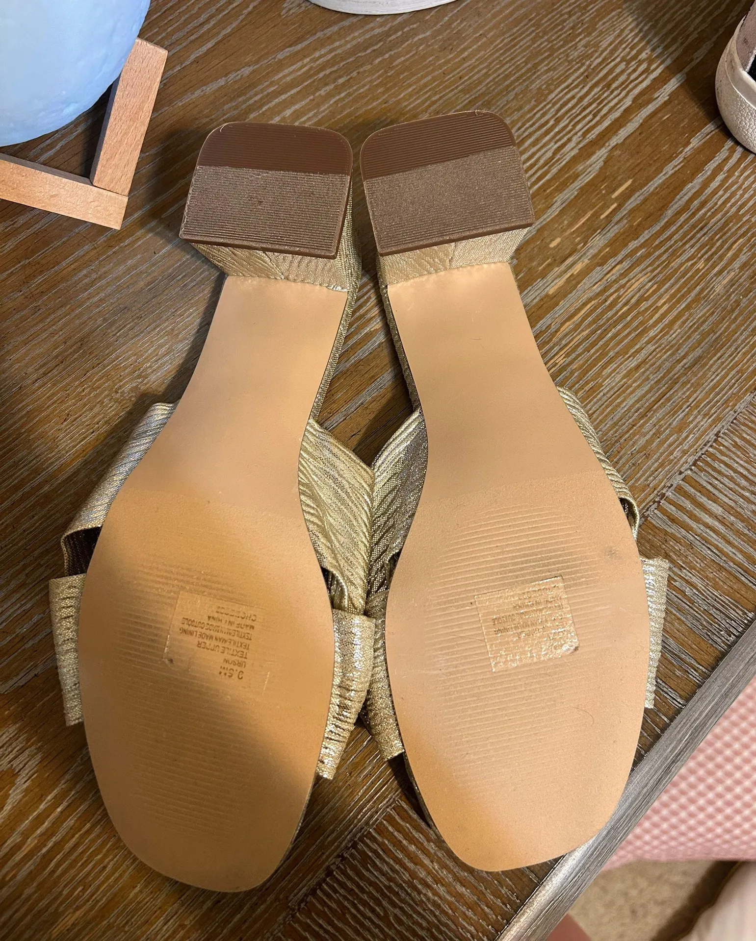 Gold Open Toe Heels - Image 3