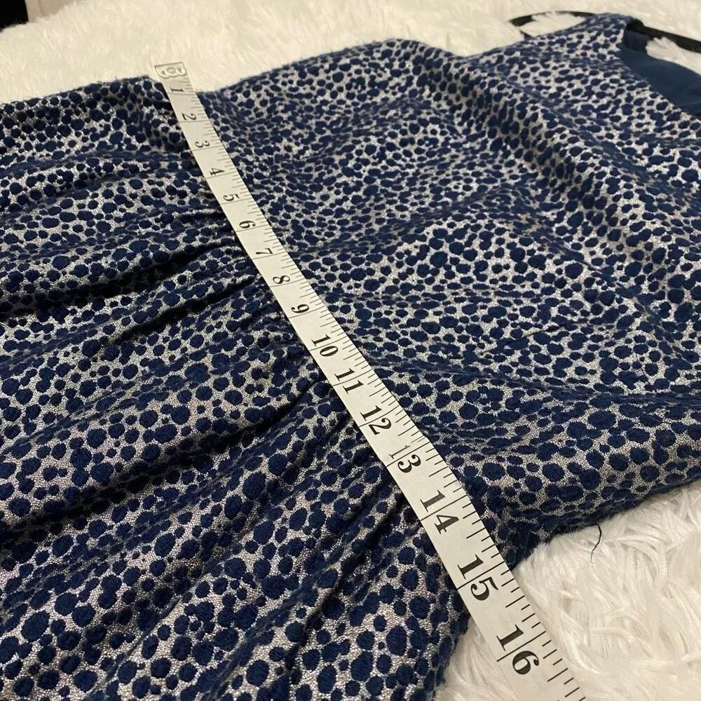 Alice + Olivia Fit Flare Polka Dot Dress in Blue Metallic Size 10 - Image 5