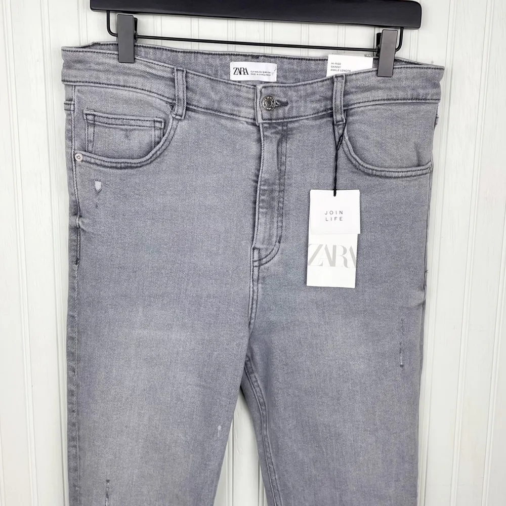NEW Zara Hi-Rise Ankle Length Vintage Skinny Jeans Grey Denim Size 44 US 12 - Image 4