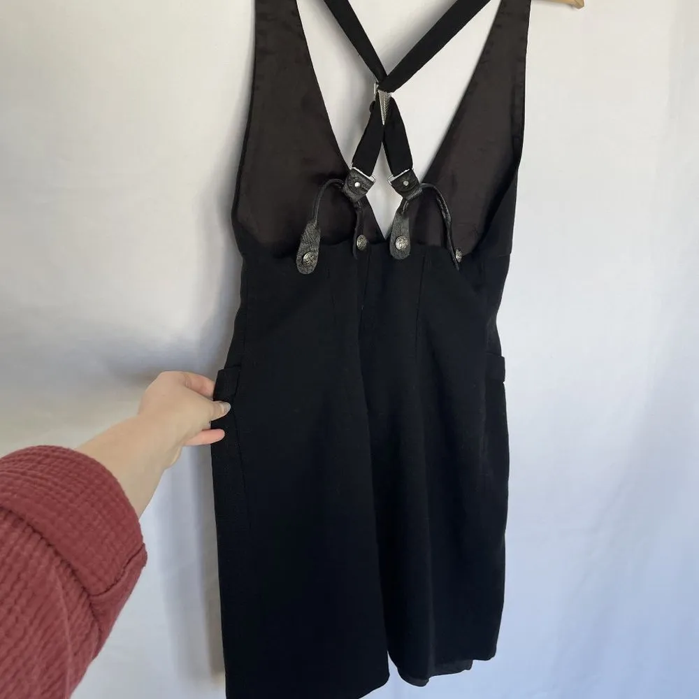 The Limited Vintage Black Suspender Dress Silver Button Accents Size 6 Wool Rayo - Image 7