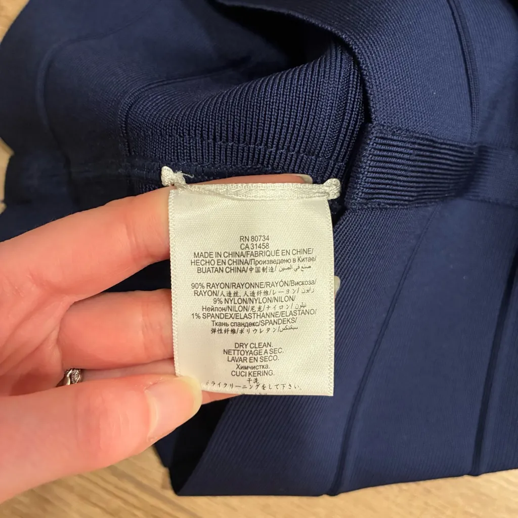 NWT Herve Leger Alicia V-neck Bandage Dress Classic Blue Navy Sweetheart Size S - Image 4