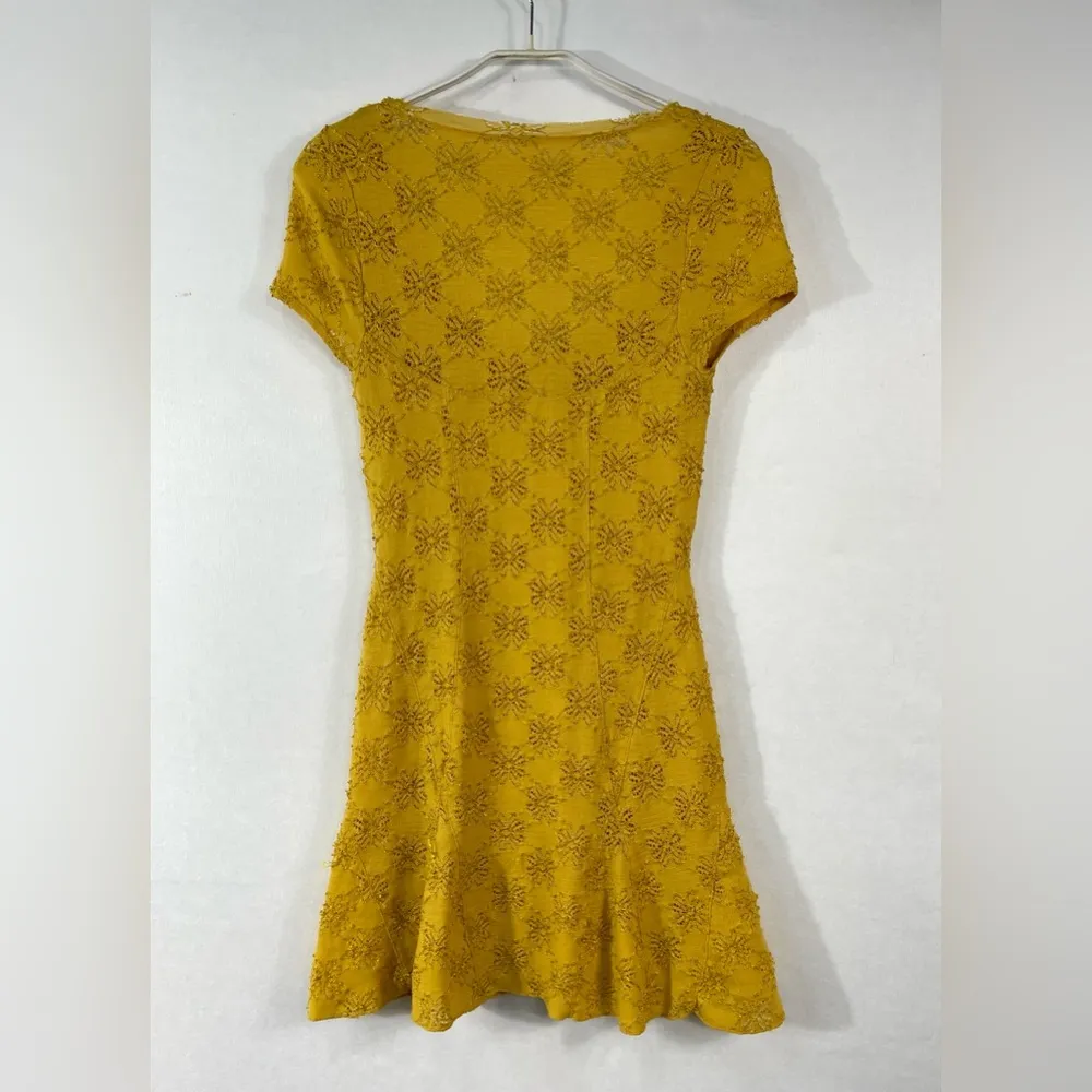Yellow Daisy Godet Lace Slip Dress Size XS - Image 7