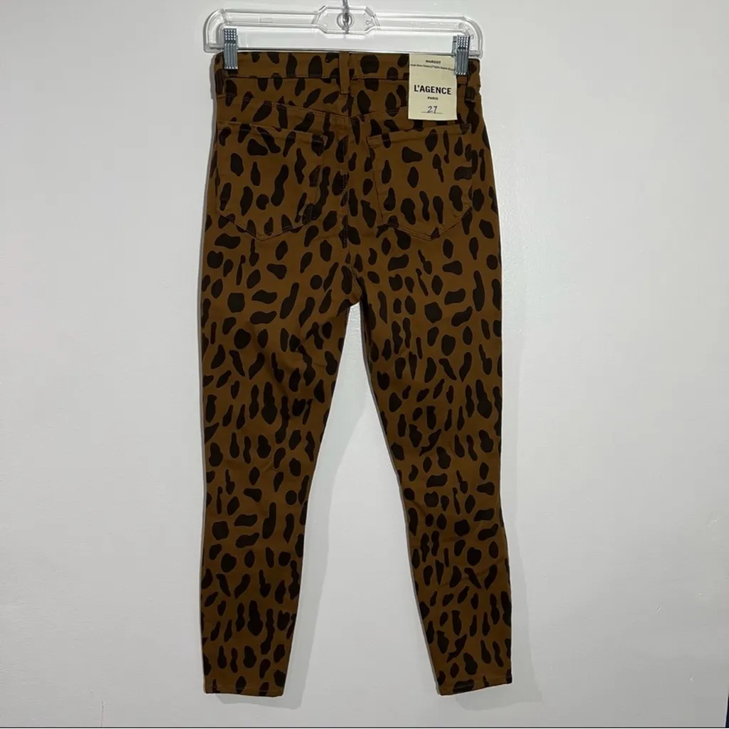 L'agence‎ Margot Brown & Black High Rise Skinny Jeans In Spotted Animal Size 27 - Image 4