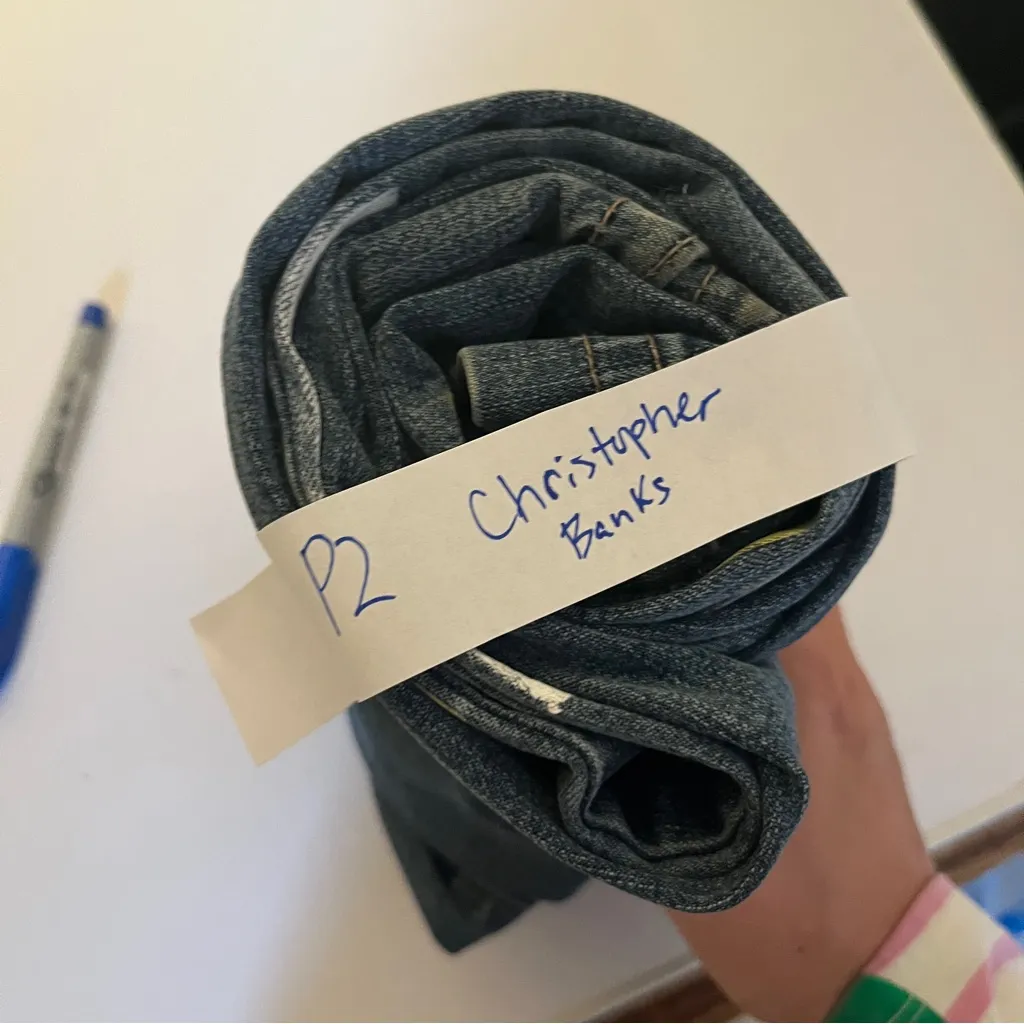 Christopher & Banks  Blue Checkered Straight Leg Jeans - Image 11