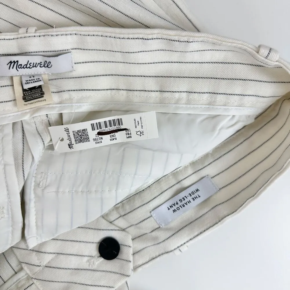 Madewell The Tall Harlow Superwide Leg Trouser Linen Cotton Pinstripe US 2 NWT - Image 10
