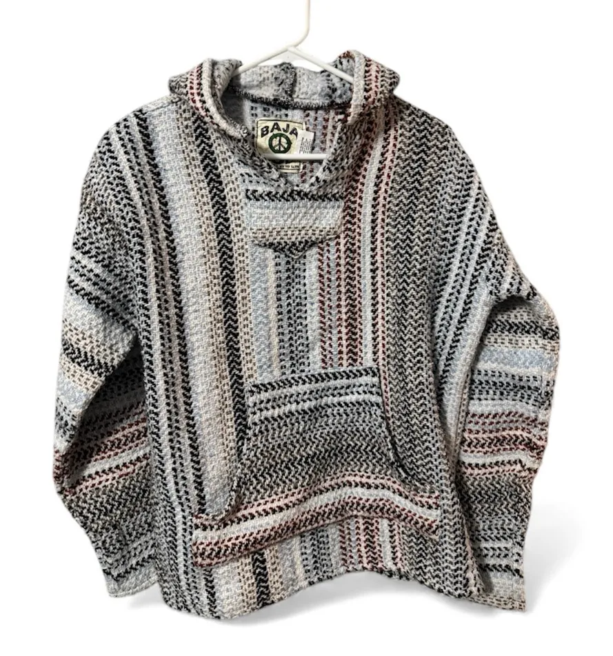 Baja Hoodie / Mexican Baja Pullover – Multicolor Woven – Unisex - Image 1