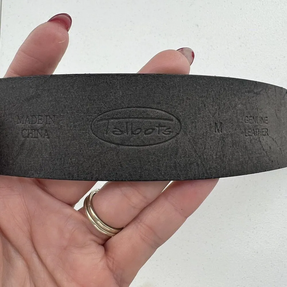 TALBOTS Size M Belt Leather Black Brass Buckle Timeless Adjustable Versatile - Image 11